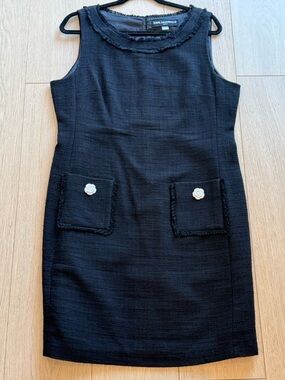 Karl Lagerfeld Paris Black Tweed Shift Dress 🖤 Textured Bouclé | Size 14 Classic